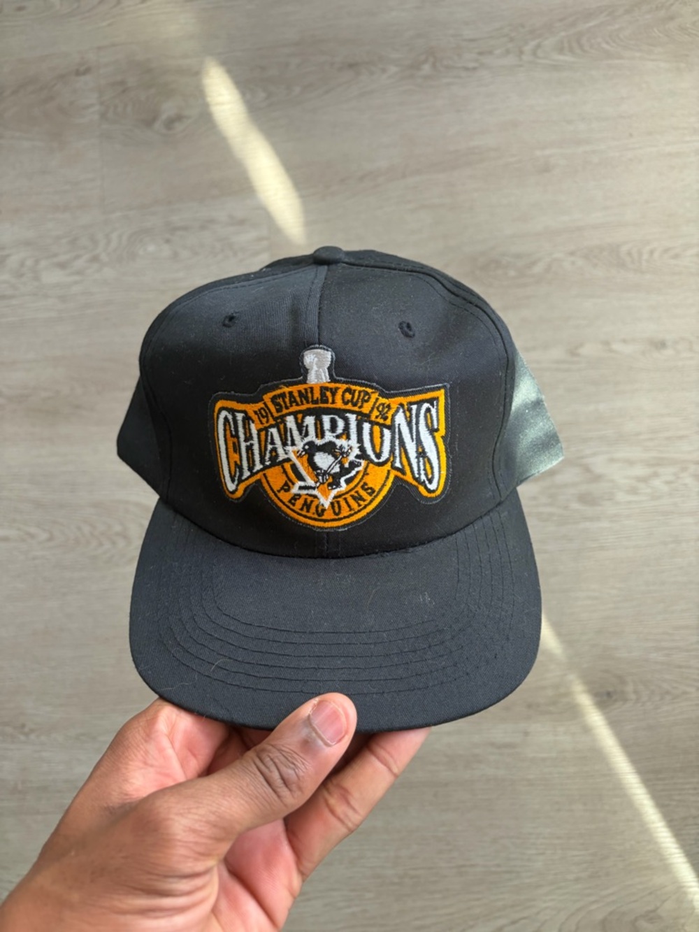 Vintage STARTER 1992 Stanley Cup Champions Black Hat with Yellow Patch